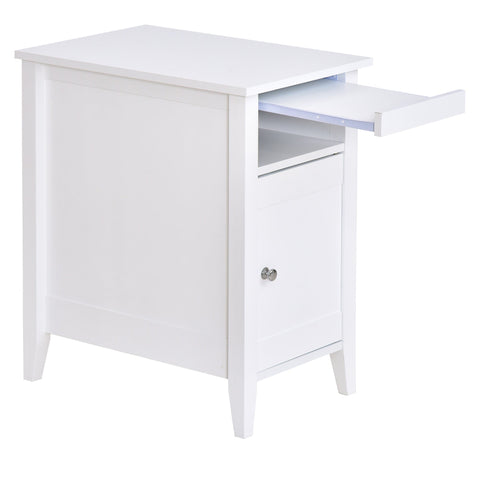 Rootz Bedside table - Side table - Coffee table - Folding door - Storage compartment - 36 x 55 x 64 cm - White - MDF - White