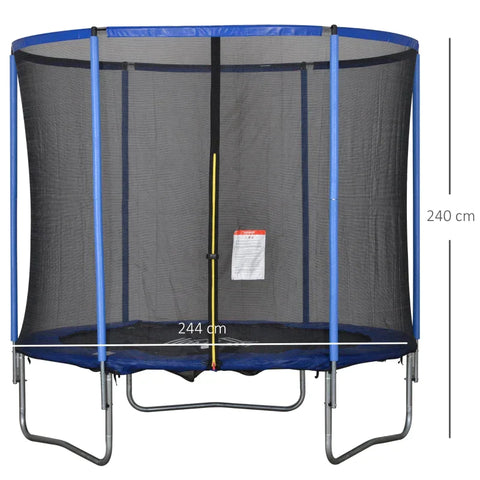 Rootz Trampolin – Trampolin mit Sicherheitsnetz – Gartentrampolin für drinnen und draußen – Trampolin für Kinder und Erwachsene – Blau/Schwarz – Ø244 x 240 H cm