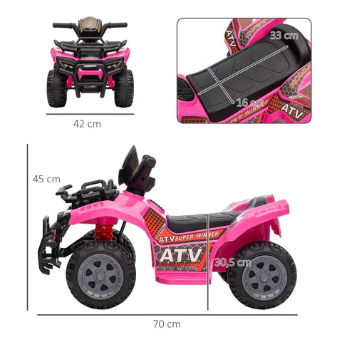 Rootz Children's Electric Vehicle - Electric Motorcycle - Mini Electric Quad - Children's Electric ATV Stroller - LED Front Light - Pink - 70 x 42 x 45 cm