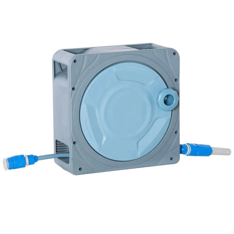 Rootz Hose Reel - With 10.2 Hose And Hand Crank - Plastic - Grey - 31.5cm x 13cm x 31cm