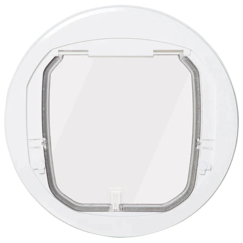 Rootz Pet Door - Cat Flap - Dog Flap - 4 Locking Options With Magnet - Pet Flap For Inside - Door Flap For Pets - White - Ø44 x 4D cm