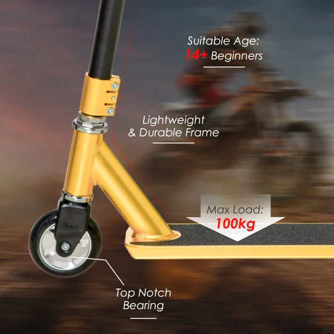 Rootz Stunt Scooter - Kick Scooter - Fun Scooter - Lightweight - Aluminium - Gold - 65 x 48.5 x 83 cm
