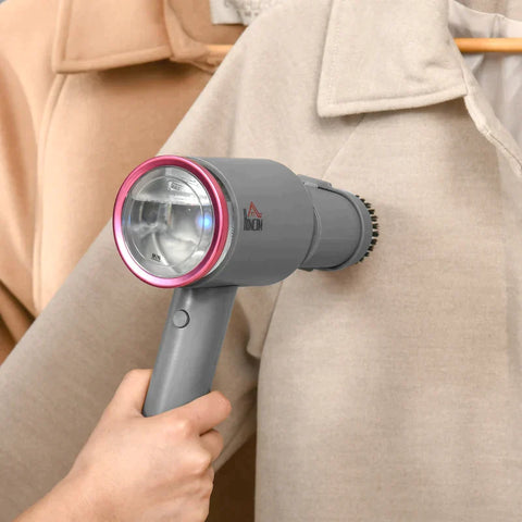 Rootz Steamer - Foldable Steamer - With LED Indicator Lights - 2 Modes - 160 ML Water Tank - 1520 W - Aluminum Plastic - Gray/Pink - 27.5 x 18.2 x 9 cm