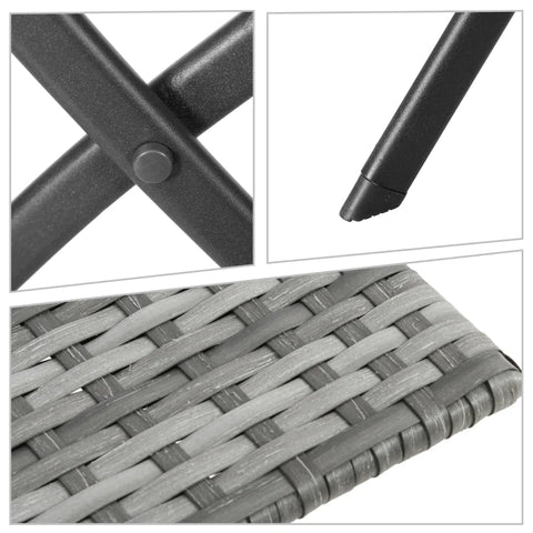 Rootz Polyrattan Bistro Set - For 2 People - Seating Group - Rattan Garden Furniture Set - Grey - 60L x 60B x 72H cm