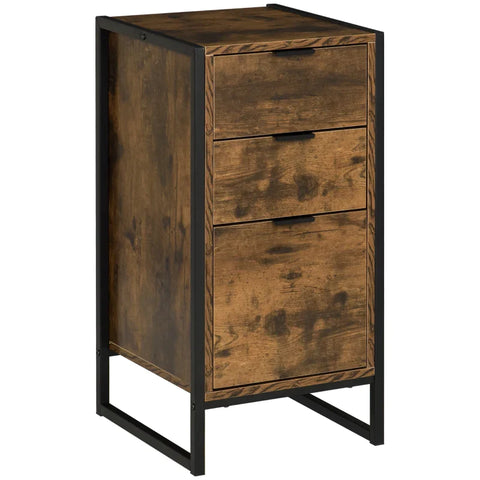 Rootz Chest Of Drawers - 3 Drawers - Industrial Style - Drawer Cabinet - Side Cabinet - Office Cabinet - Metal - Brown - 39 x 40 x 76.5 cm