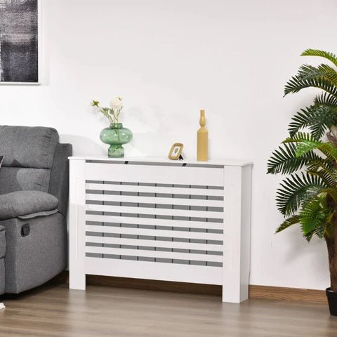 Rootz Radiator Cover - Heating Cover - Wood Radiator Cover - White - 112 x 19 x 81 cm