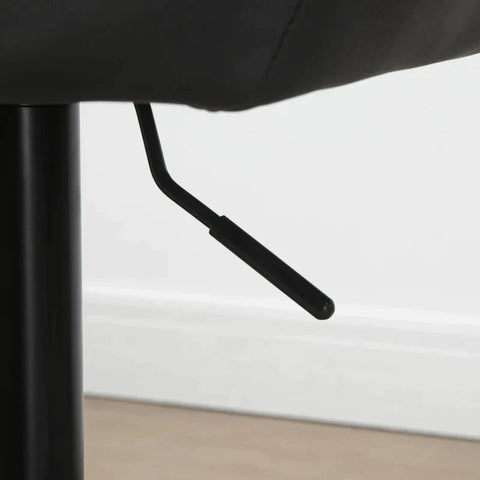 Rootz Bar Stool - Set Of 2 Bar Stool - Retro Design - Height Adjustable - Imitation Leather - Linen Look - Grey + Black - 57.5L x 52.5W x 93-114H cm