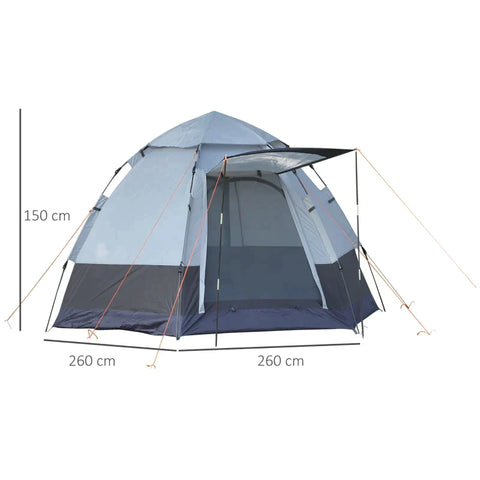 Rootz Camping Tent - Dome Tent - Tent - 3-4 Person Camping Tent - Gray/Black - 260cm x 260cm x 150cm