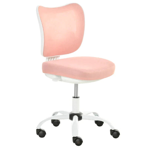 Rootz Office Chair - Swivel Chair Without Armrests - Height Adjustable Foam - ABS Metal - White/Pink - 46 x 51 x 78-87.5 cm