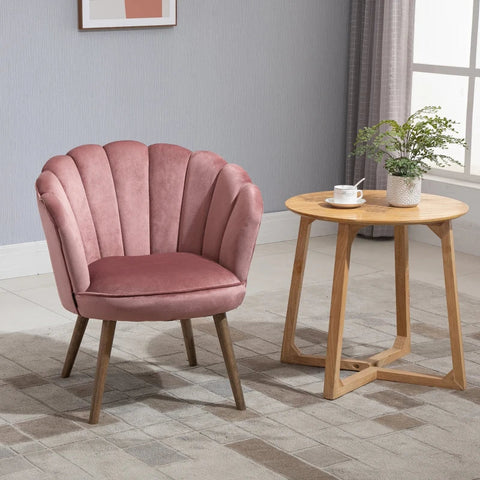 Rootz Dining Room Chair - Kitchen Chair - Armchair With Backrest - Living Room Chair - Polyester - Rubber Wood - Pink - 66 x 66 x 78.5 cm