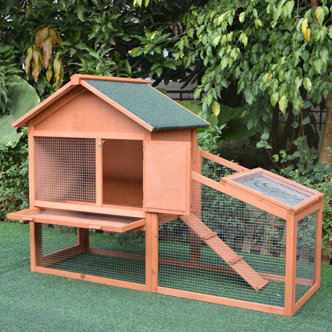 Rootz Small Animal Hutch - Rabbit Hutch - Wood Hutch - Animal Hutch - Animal Cage - 144 x 64.5 x 100 cm