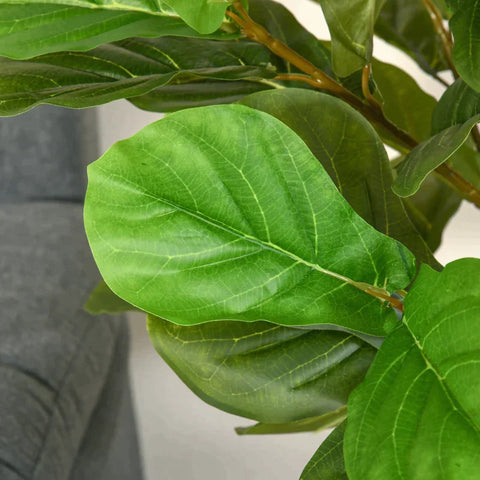 Rootz Artificial Plant - Artificial Potted Plant - Artificial Fiddle Leaf - Home - Office - Outdoors - Green + Brown - 17cm x 17cm x 155cm