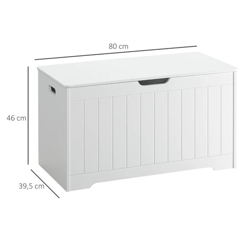 Rootz Bench - Chest Of Drawers - Bench With Storage Space - Hinged Lid - MDF Wood - White - 80 cm x 39.5 cm x 46 cm