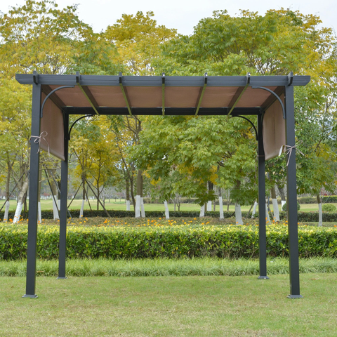 Rootz Pavilion - Pergola - Metal - UV resistant - Brown/Black - 2.9 x 2.9 x 2.2 m
