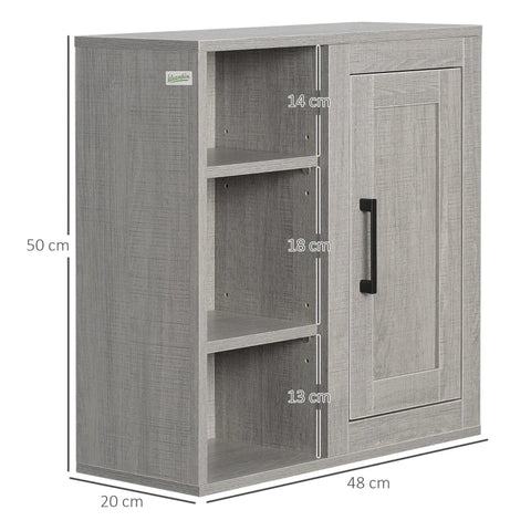 Rootz Bathroom Cabinet - 1 Cabinet 3 Shelves - Chipboard - Engineered Wood - Grey - 48 cm x 20 cm x 50 cm