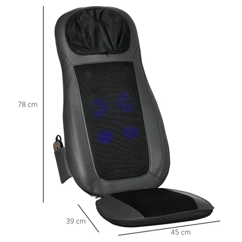 Rootz Massage Device - Massage Pad - Massage Function - Vibration - Heat Function - Imitation Leather - Black + Grey - 45 x 39 x 78 cm