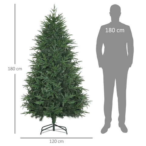 Rootz Christmas Tree - Artificial Fir - Realistic Appearance - Quick Assembly - Plastic - Green - 120 x 120 x 180cm