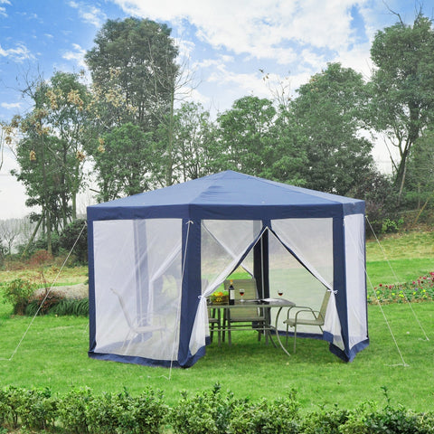 Rootz Garden Pavilion - Pavilion - Party Tent - Hexagonal - Blue / Cream - Metal - Water-repellent - 3.9 m x 3.9 m
