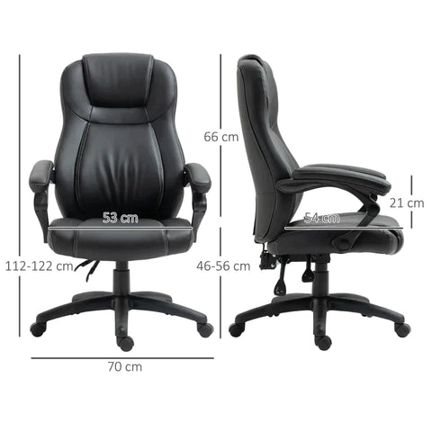 Rootz Office Chair - Desk Chair - Faux Leather - Soft Padding - Height Adjustable - Black - 71 cm x 69 cm x 122 cm