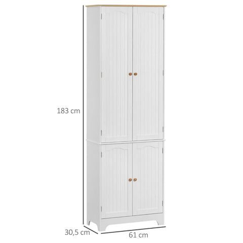 Rootz Kitchen Cabinet - Country Style - 2 Cabinets - 6 Shelves - MDF - Wood - White - 61 cm x 30.5 cm x 183 cm