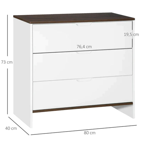 Rootz Chest Of Drawers - Modern Design - 3 Drawers - MDF Wood - 80 cm × 40 cm × 73 cm