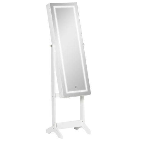 Rootz Jewelry Cabinet - Full-Length Mirror - Lockable Jewellery Organiser - With LED Light - 46 cm x 36.5 cm x 151.5 cm