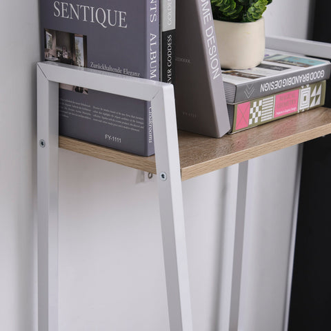 Rootz Desk - Foldable Desk - Bookcase - 4 Levels - Computer Desk - Processed Wood - Metal - White - Oak
