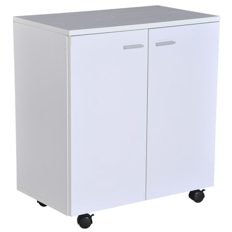 Rootz Sideboard - Cupboard - Wheels - 2 Doors - 60 x 35 x 65 cm - White - Processed Wood