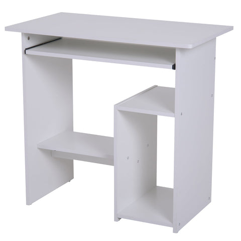 Rootz Desk - Computer Table - Extendable Tabletop - Office Table - PC Table - Black/White - Processed Wood