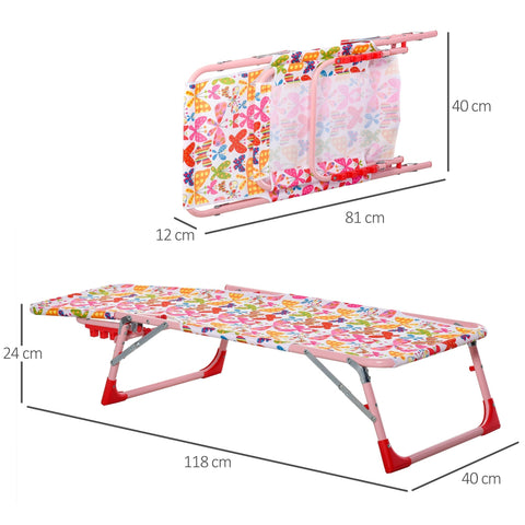 Rootz Kinderliege - Verstellbarer Gartenstuhl - Klappbar - Metall - Rosa - 118 x 40 x 24 cm