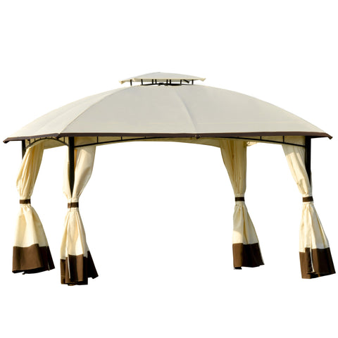Rootz Garden pavilion - Party tent - Sun protection - Polyester - White/Brown - 3.6 x 2.97 x 2.73 cm