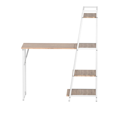 Rootz Desk - Foldable Desk - Bookcase - 4 Levels - Computer Desk - Processed Wood - Metal - White - Oak