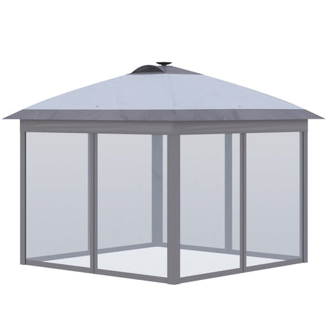 Rootz Pavillon – Faltpavillon – Gartenpavillon – mit LED-Solar-Lichterkette – USB-Ladeanschluss – Grau