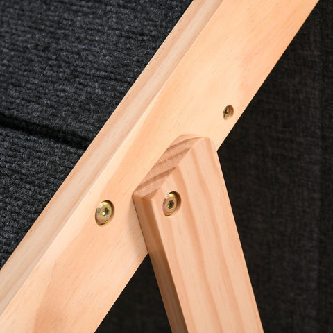 Rootz Animal Stairs - Pine Wood/Polyester - Dog/Cat Stairs - Practical - Natural/Black - 80 x 47 x 64 cm