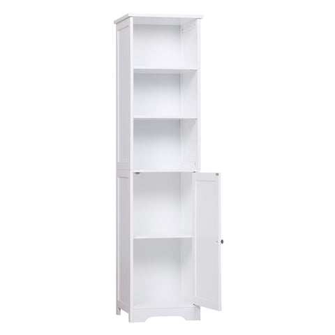 Rootz Bathroom Cabinet - Dresser - Bathroom Furniture - Standing Cabinet - High Cabinet - 3 Shelves - 1 Door - 40 x 38 x 160 cm - Wood - White