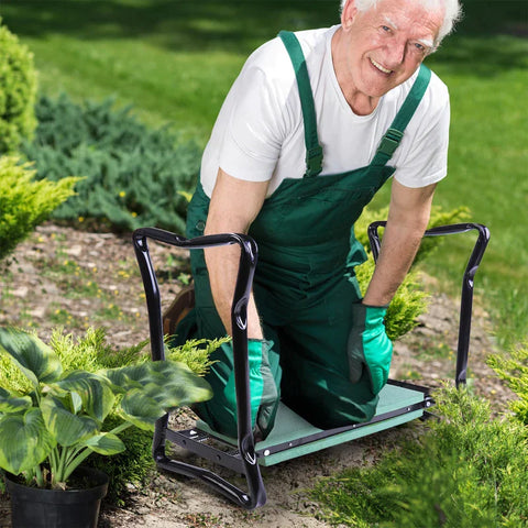 Rootz Kneeling Bench - Kneeling Bench for Gardening - Folding Garden Stool - Garden Bench Knee Aid - EVA - Foam - Steel - Dark Green - 58 x 28 x 49 cm