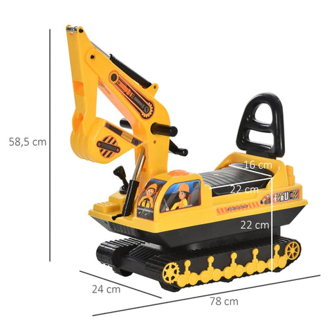 Rootz Ride-on Car - Children's Ride-on - Baby Children's Excavator - Children's Car With The Excavator - Black + Yellow - 78x24x58.5cm