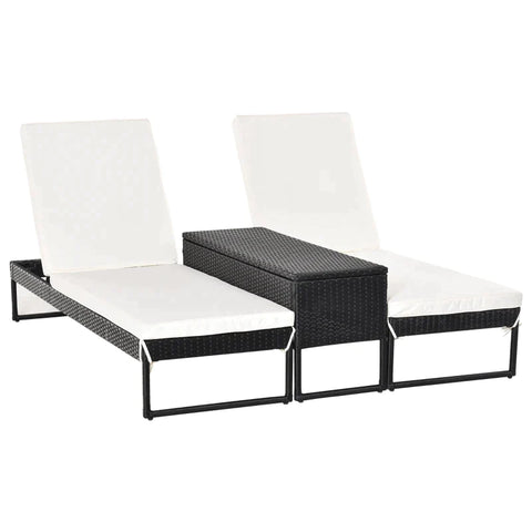 Rootz Lounge Chairs – Sonnenliege – Liege Teetisch – Liege – Gartenliege – Weiß – 195 x 60 x 86 cm
