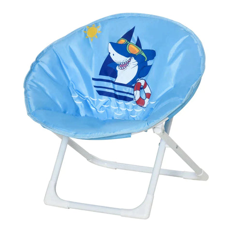 Rootz Moonchair - Children's Camping Chair - Baby Moon Chair - Kid's Folding Chair - Indoor And Outdoor - Easy To Carry For Toddler Girls Boys - Steel - Blue - Ø50 x 49H cm