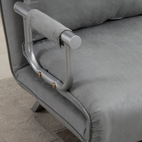 Rootz Sofa Bed - Double Sofa - Guest Bed - Steel Frame - Soft Faux Suede Cover - Including 2 Pillows - Velvet Polyester - Gray - 105W x 60D x 37H cm