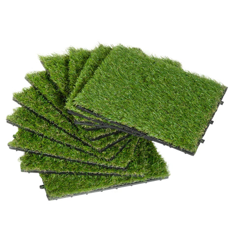 Rootz Artificial Grass Tiles - Patio Tiles Set - Artificial Grass - Outdoor Patio Tiles - Patio Flooring Tiles - Outdoor Grass Tile Set - Green - L30 x W30 x H3.5cm