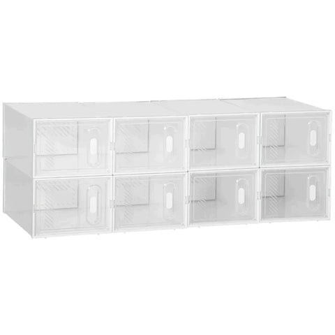 Rootz Shoe Box - Portable Shoe Storage Cabinet - Shoe Cabinet - Cube Storage - With Magnetic Door - PP - Clear/White - 25 x 35 x 19cm