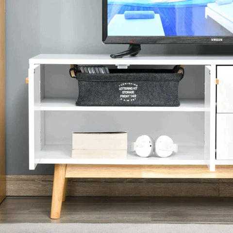 Rootz TV Cabinet - TV Stand - TV Lowboard Chest - Living Room Drawer - White - 115 x 40 x 51 cm