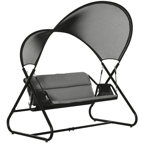 Rootz Gartenschaukel – 2-Sitzer-Schaukelstuhl – Sonnenliege – 2-Personen-Schaukel – Outdoor-Schaukelbank – mit Sitzkissen – Schwarz – 166 x 140 x 187 cm