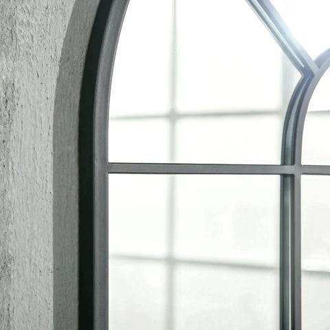 Rootz Window Mirror - Wall Mirror - With Metal Frame - Living Room - Bedroom - Dining Room - Black - 91 cm x 2 cm x 60 cm