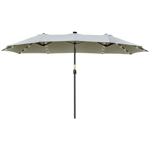 Rootz Double Sided Umbrella - Umbrella - Market Umbrella - Garden Umbrella - Garden Parasol - Parasol - With LED - Light Gray/Black - 4.5L x 2.65W x 2.4H m