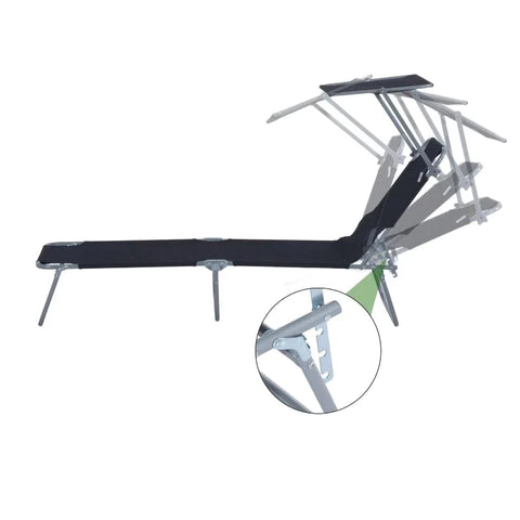 Rootz Sun Lounger - Garden Lounger - Lounger Beach - Foldable Sun Lounger - With Sun Protection - Black - 187 x 58 x 36 cm