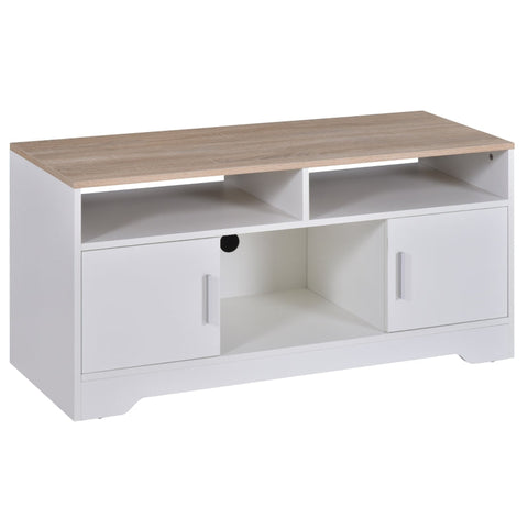Rootz TV Bench - TV Stand - Modern Design - 3 Shelves And 2 Cabinets - Natural - 105 cm x 40 cm x 52 cm