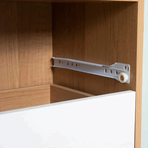 Rootz Sideboard - 4 Drawers And 2 Shelves - Free-standing Cabinet - Natural + White - 80cm x 39cm x 80cm