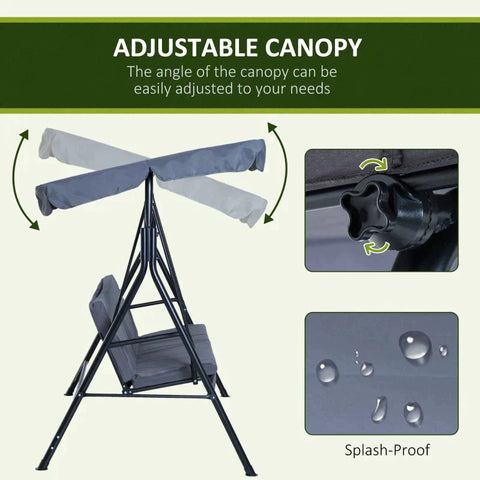 Rootz Hollywood Swing - Garden Swing - Hammock Swing - Swing Bench - Swing Chair With Canopy - 3-seater - Grey - 172 X 110 X 153 Cm